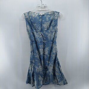 Erica Tanov midi dress women size 1 blue floral